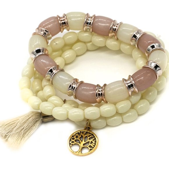 Bracelet with 4 strands , tassel and tree of life charm. OS - Picture 1 of 2